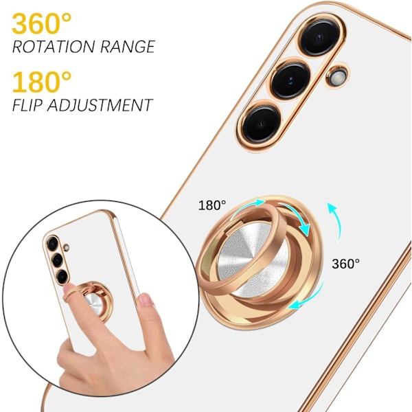 Case for Samsung Galaxy S24 with 360° Rotating Ring Stand - White