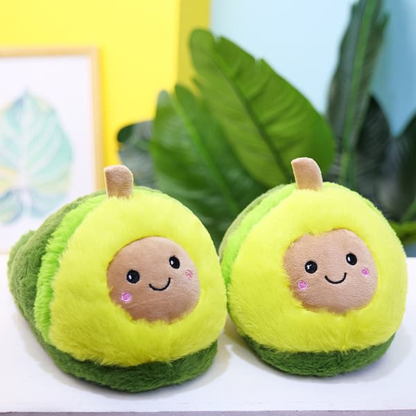 Avocado Fruit Plush Slippers Non-Slip Durable Warm Winter Indoor Slippers