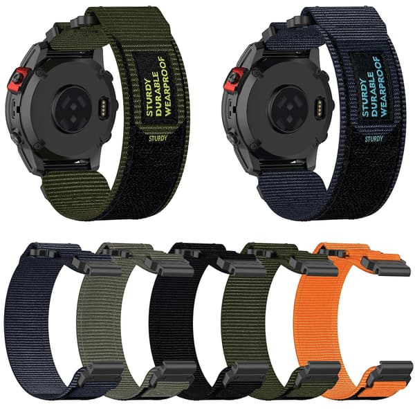 22mm nailonranneke Garmin Instinct Crossover Solar Black -kelloon Black