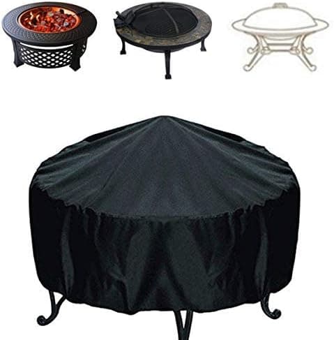 Black Round Fire Pit Cover, Waterproof, Dustproof, Protective Cover for Garden and Patio with Drawstring for Fire Pit (XXL)