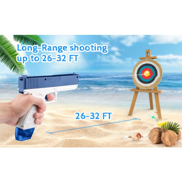 Elektrisk vannpistol Glock Automatisk vannblåser Barne badeleker Strandleker - rosa