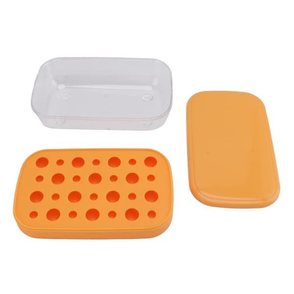Reusable Flexible Ice Cube Maker Mold Easy Release Round Ice Cube Tray with Lid Container Multi-Layer Orange