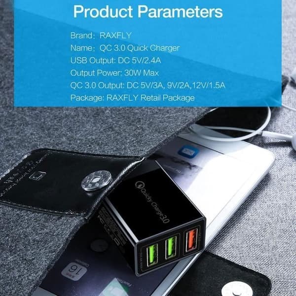 USB-lader, USB-plugg, USB-adapter, 3 USB-porter, universell QC3.0-lader, hurtiglader, USB-vegglader
