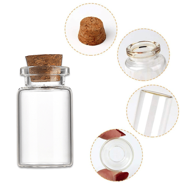 Creative Craft Solution, Clear Glass Jars with Cork Stoppers for Message Bottle Projects, Transparent Mini Glass Bottles Suitable for DIY and