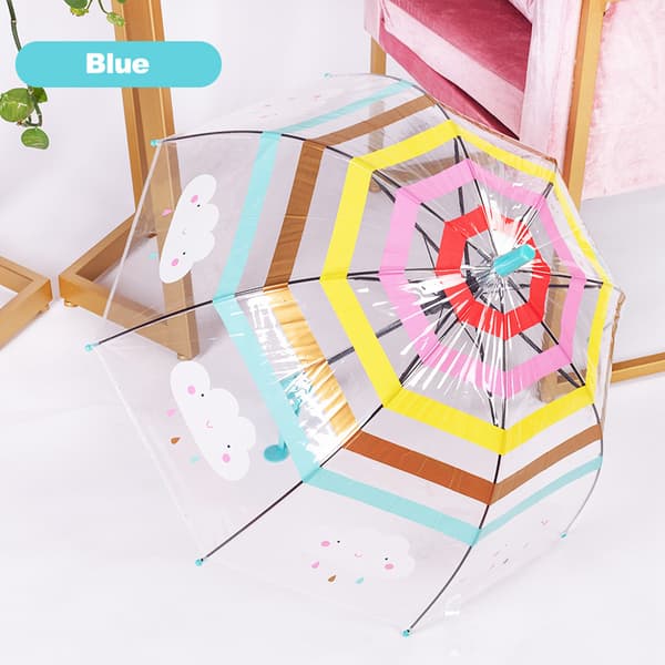 Cartoon Transparent Long Handle Umbrella For Kids