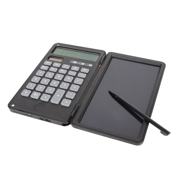 6-inch Calculator 12-Digit with Memo Lock Function, Silent Keyboard, Dual Power Supply, Desktop Calculator with Notepad for Office, Black