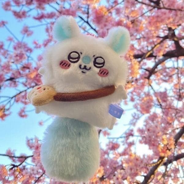 16 cm Chiikawa Flying Mouse Plush Bookbag Pendant Keychain White