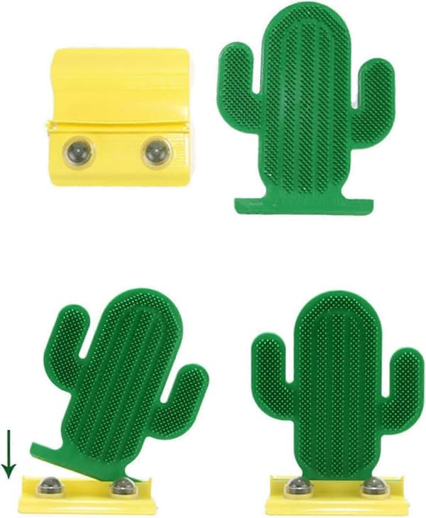 Interactive Cactus Cat Scratch Toy Brush Wall Mounted Toy For Fun Training Cat Wall Sofa Scratcher Groomers Toy
