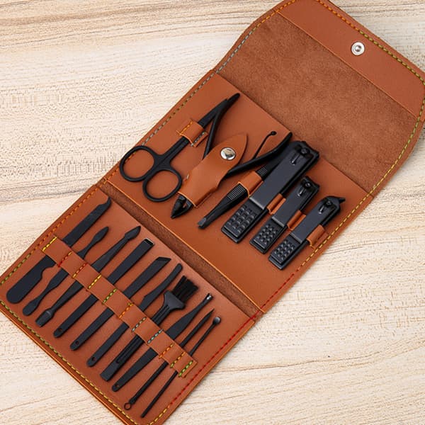 Manicure Pedicure Kit – rustfrit stål, skridsikkert, bærbart – til rejser