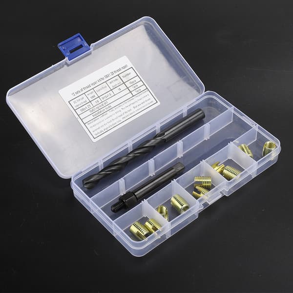 12 pcs M8 x 1.25 Thread Repair Kit Self-Tapping Thread Inserts Tool Set