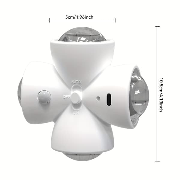 1/2 pcs Rechargeable LED Night Light with Motion Sensor, IP44 Protection Class, 3 Light Effects, 360° Rotating Magnetic S [DB] White - 2PCS White - 2PCS