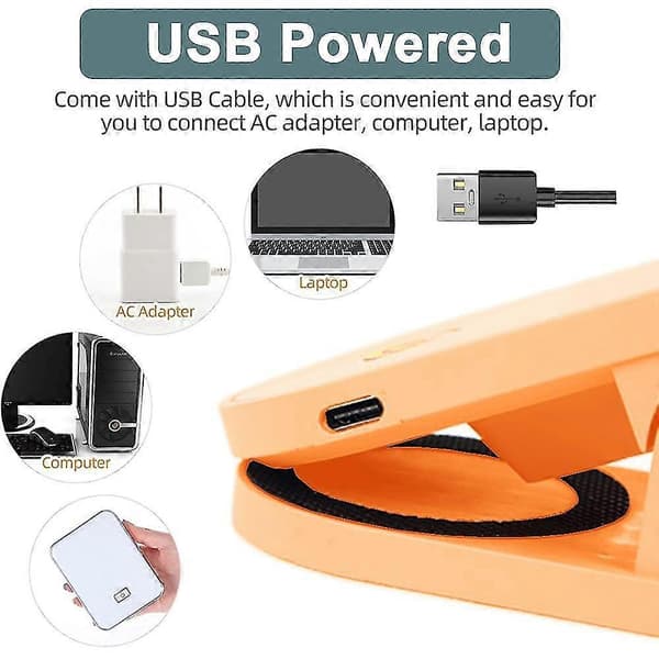 USB-oppladbar LED-klemmeleselampe med stjerne [DB] Orange