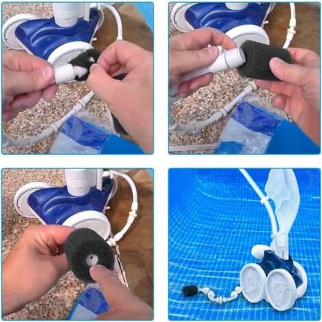Pool Cleaner, Sweeper, Tail Scrubber, Pool Cleaning Hose, Replacement Sponges, 10x