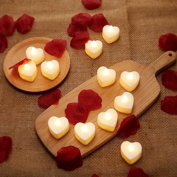 24 stk Hjerteformede LED-lys Telys Romantiske Kjærlighets-LED-lys for Valentinsdag Bryllupsborddekorasjon