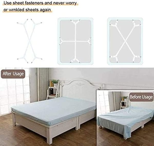 Bed Sheet Fasteners 2 pcs Adjustable Triangle Elastic Clip Sheet Straps, Long Braces Gripper Holder Clip Fasteners for All Beds and