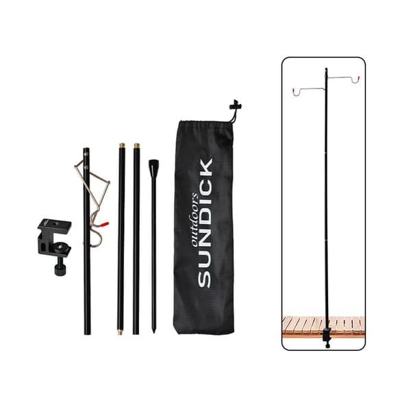 Lightweight Portable Stainless Steel Lighting Pole with Adjustable Lamp Holder - Camping Accessories