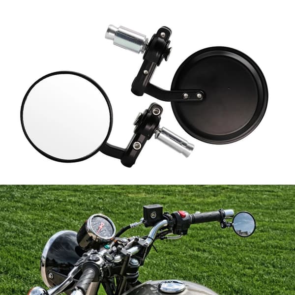 Motorcycle Circular Side Mirrors 7/8\" Convex Mirror Blind Spot Ha