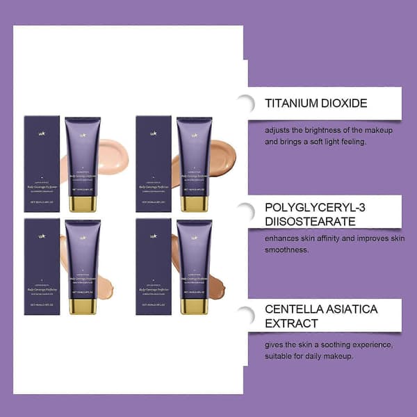 Body Coverage Perfector med børste | Vandtæt og overførselsresistent kropsmakeup, langvarig tatoveringscreme til ben og krop, fuld dækning D D