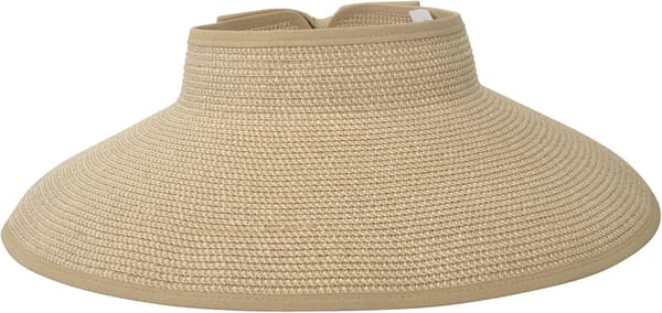 Dame UPF 50+ Bred Brems Rullbar Strå Solhatt Solskjerm beige M (56-58cm)