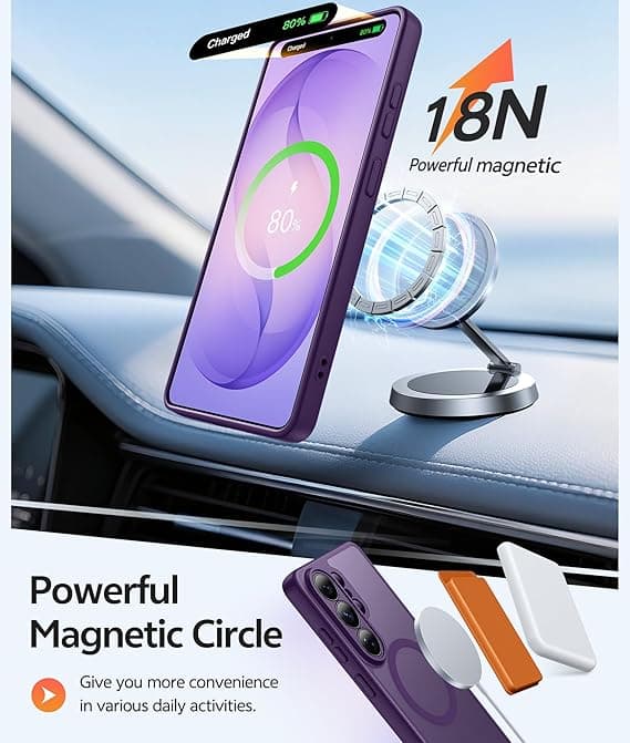 FNTCASE for Samsung Galaxy S26 Ultra Case with Screen Protector, MagSafe Compatible, Translucent Matte, Full Camera Protection, Shockproof Purple