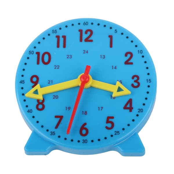 Clock Teaching Aid Learning Model Toy Students Kids Cognitive Time Tool 3 Pointer Linkage 24 Hour System 10cm Blue
