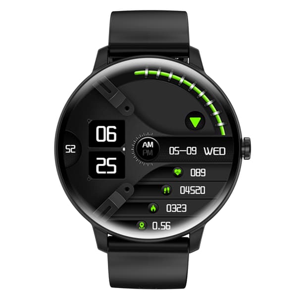 Smartwatch med EKG, pulsmåler, blodtryksmåler, søvntracker og skridttæller sort