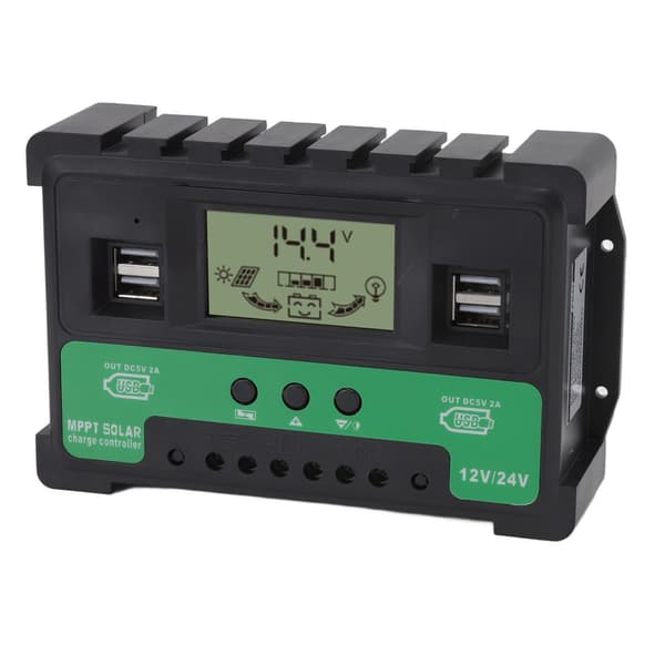 12V 24V 40A Solarladeregulator LCD-skjerm Dobbel USB-utgang PV-regulator