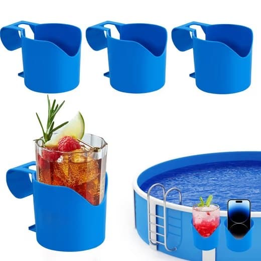 Pool Cup Holder 4-pack, Outdoor Drink Holder - Stable, Practical, Attaches to Pool