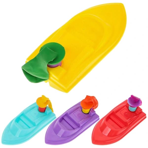 1 sæt med 4 stk. plastik DIY ballon-drevne både DIY eksperimentelle enheder 9.00X4.00X2.50CM
