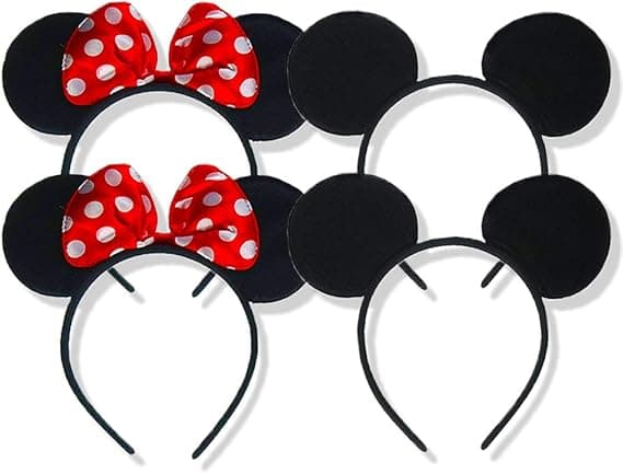 Sæt med 4 Mickey Mouse-ørehårbånd Minnie Mouse-ørehårbånd Dame Piger-FX-