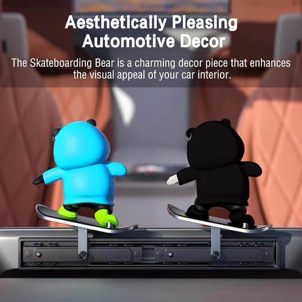Skateboard Bear Car Decoration, Funny Skateboard Bear Car Interior Dashboard Decoration