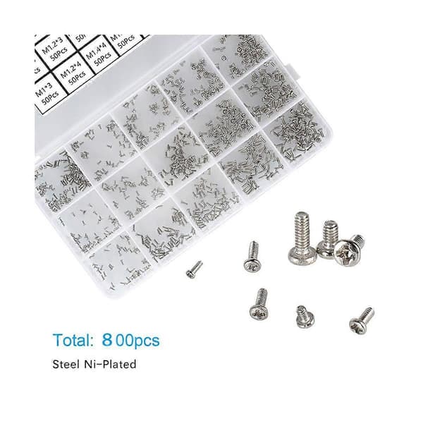 800 Pcs Small Screws for Electronics, Tiny Mini Pan Head Machine Screw Kit for Glasses Watches C