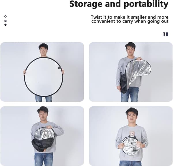 Photo Light Reflector - Portable Foldable Diffuser with Bag - Circular Light Disc, Multi-layer Protection for Live Streaming[DB] 80CM
