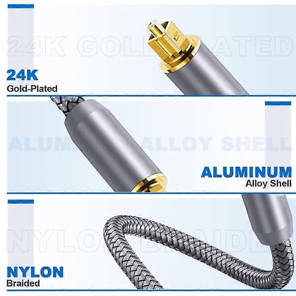 15m Toslink Gold Plated Optical Cable Digital Optical Audio Cable Strain Relief Fiber Optic Line