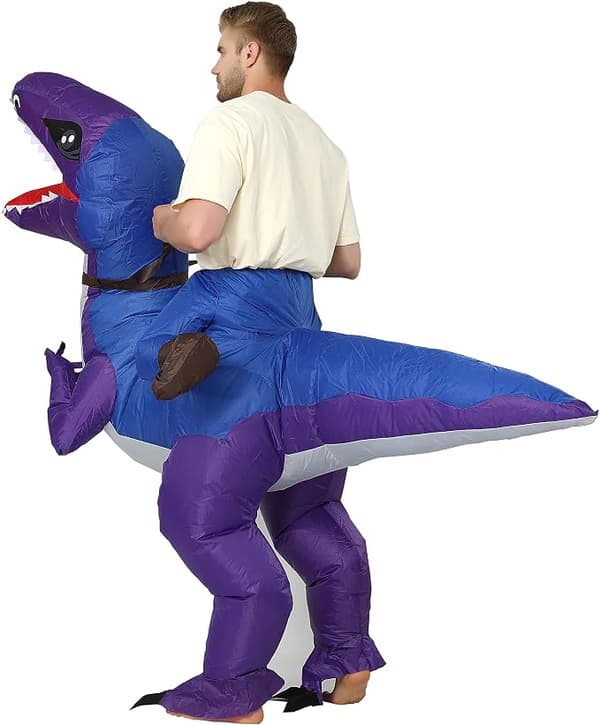Oppustelig dinosaurkostume til voksne til fester, oppustelige Halloween-kostumer, Halloween-kostumer