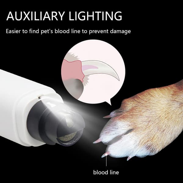 LX-Pet Electric Nail Grinder - [Rechargeable Model - White with Light]