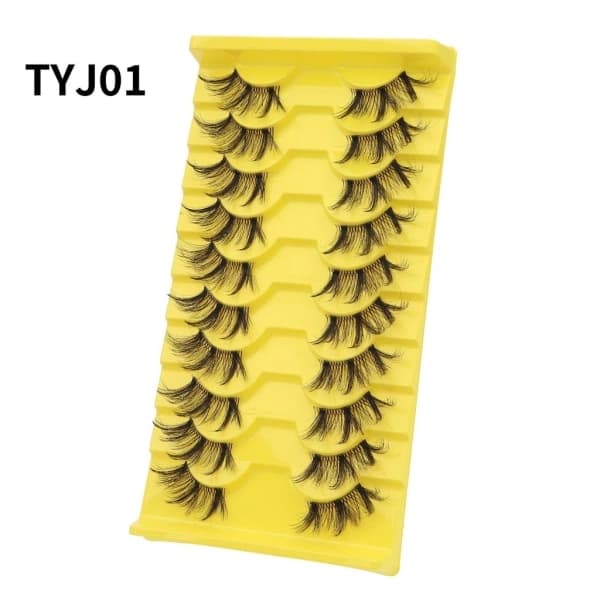 10 Pairs Half Lashes with Clear Bands, Wispy Eyelashes, Natural Look, 3D Lashes, Short Cat-Eye Lashes, False Eyelashes E