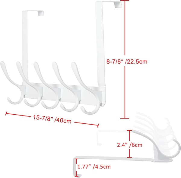 Oven oven, 5 hooks for clothes, towels, jacket (white)