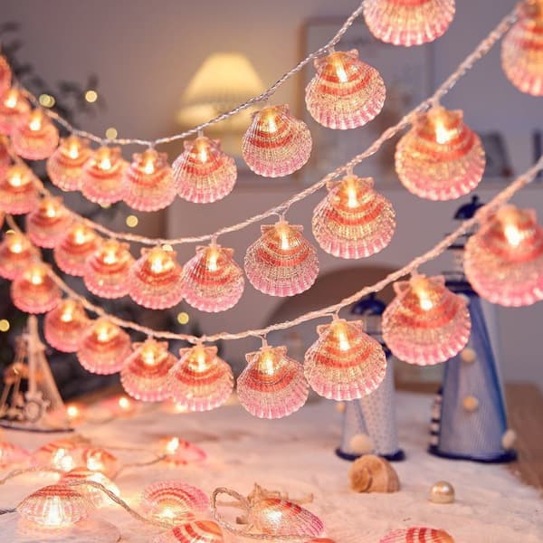 Beach Shell String Lights - LED Lights, Weatherproof, USB Powered, Ocean Theme, Suitable for Holiday Parties, Weddings, Garden Decorations pink Size 3m pink Size 3m