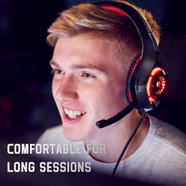 Gaming Headset til PS4 PS5 PC Xbox One Switch med støjreducerende mikrofon, PC Gaming-hovedtelefoner med 3,5 mm-stik