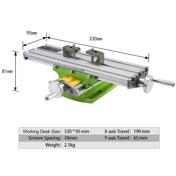 BG-6330 Cross Slide Work Table - Adjustable X-Y Axes, Multifunctional Milling Table for Bench Drill