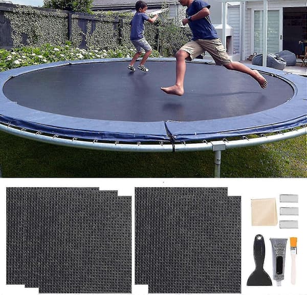 5-pack Quick Trampoline Repair Kit 4 X 4 Square Patch Kit With Glue Brush Scraper Gloves And Wipe Cloth Trampoline Mat Repair