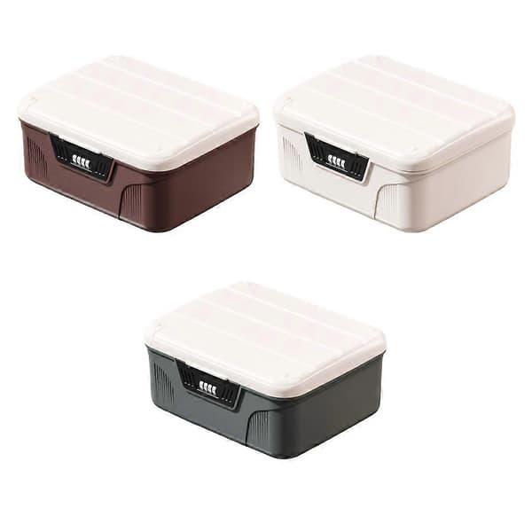 Spacious Password Lock Storage Box, Durable ABS, with Divider for Medications, Snacks, and Valuables, 10.24x8.86x4.72 inches