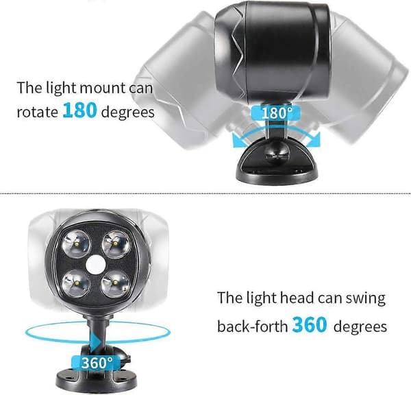Outdoor Light with Motion Sensor, IP65 Waterproof LED Floodlight Battery Powered 600lm, Motion Sensor with Flexible Battery