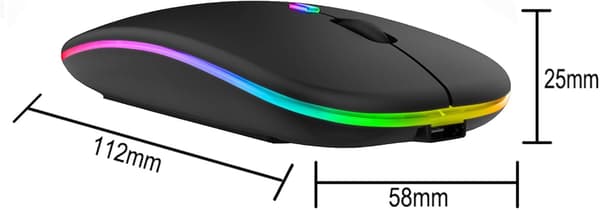 Rechargeable Wireless Mouse, Bluetooth Mouse, Dual Mode (BT 5.1 + 2.4G Wireless), Ultra-thin/Silent (800-1200-1600), with USB Cable, Wireless Mouse