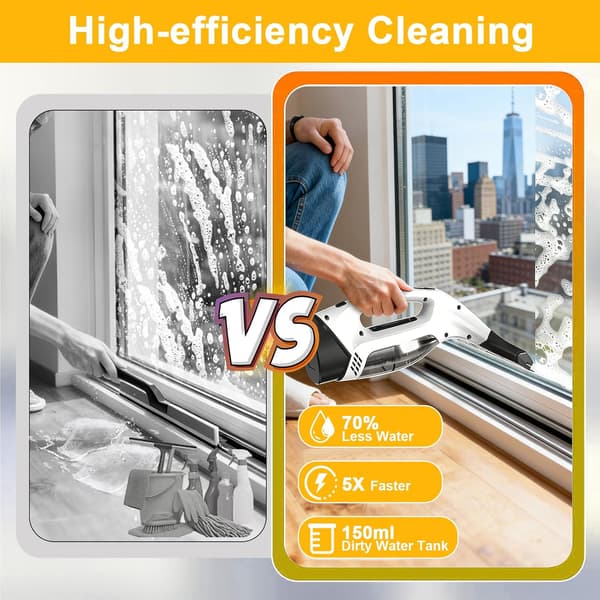Cordless Window Cleaner, Portable Electric Window Cleaner with Sprayer and Microfiber Cloth, Suitable for Windows
