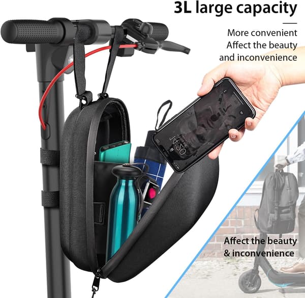 Cykel Tasker E-Bike Tasker E-Scooter Styr Taske Stor Kapacitet Holdbar Vandtæt EVA Opbevaringstaske Sort