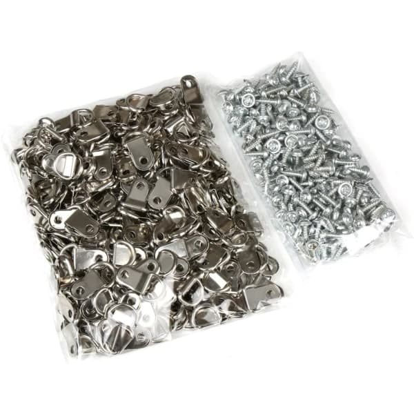 [LCS]100x D-ring Picture Frame Hangers Hooks Canvas Hook Wall Mount Hanger with Screws Stainless Steel Silver Small