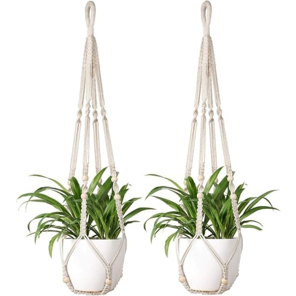 Hanging Plant Baskets 2-pack Indoor Flower Pot Cotton Rope