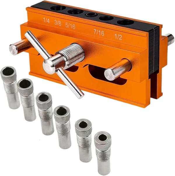 Compact Dowel Jig, Adjustable Drill Guide, Wider Wood Dowel Jig, Dowel Jig Kit, Wider Wood Dowel Jig, Drill Guide Power Tool, Adjustable [DB] Orange1